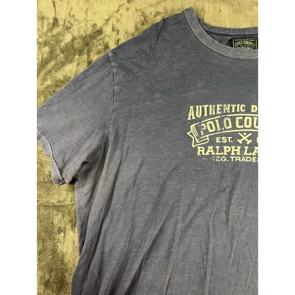 Ralph Lauren Polo Country Men's 3TG Blue Graphic Logo Crew Neck Cotton Tee